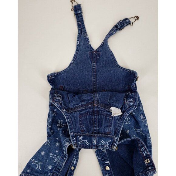 Vintage Oshkosh Vestbak Denim Overalls Size 12M Christmas Trees Reindeer Snow - Picture 4 of 13